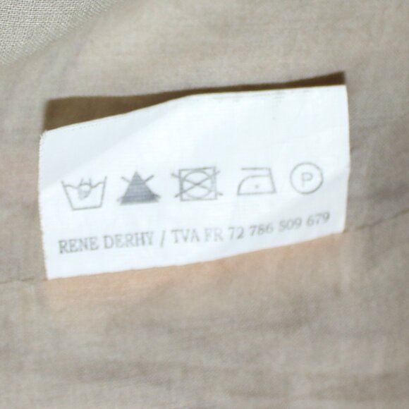 Rene Derhy beige   floral linen blend lined sleeveless side zip dress size Large - Picture 6 of 8